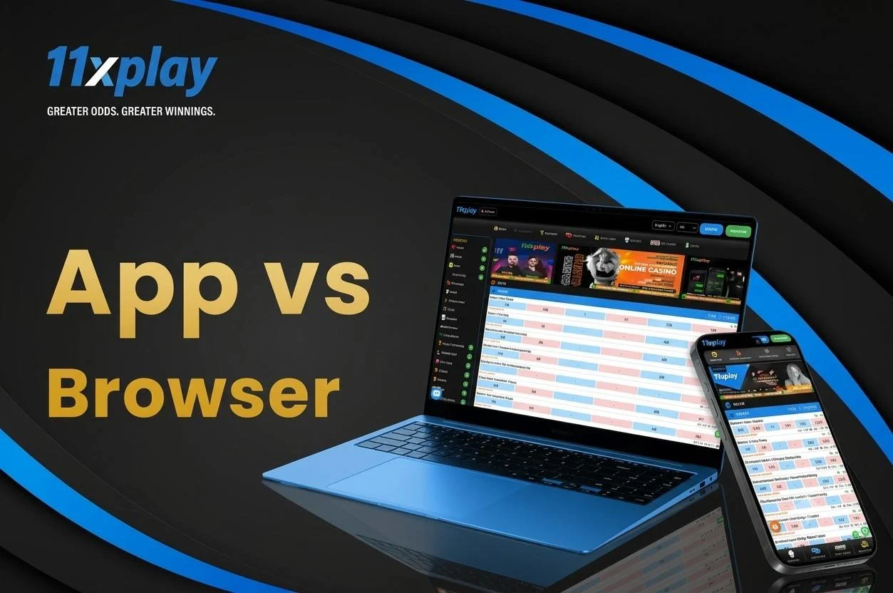 Comparison of the 11xplay mobile website and a smartphone app interface
