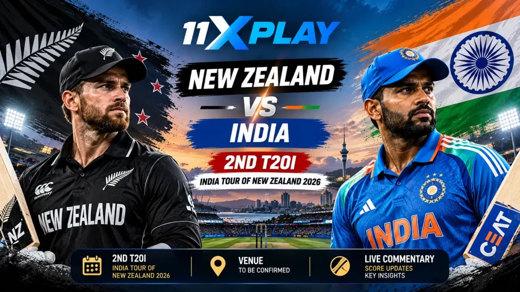 New Zealand vs India 2nd T20I 2026 match preview and live cricket commentary on 11xplay